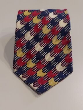 Vintage Tino Cosma Multicolor Chevron Pattern Men’s Silk Tie